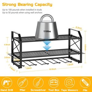 Samyoung Power Tool Organizer Wall Mount with 5 Drill Slots Drill Rack Heavy Duty Floating Tool Shelf Power Tool Organizer Power Tool Holder for Handheld & Cordless Drill Tools | 5 Holders