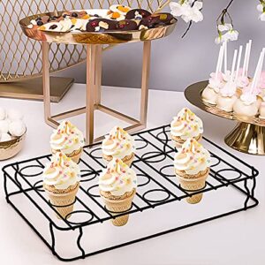 Hiceeden 20 Holes Ice Cream Cone Stand, Non-Stick Cupcake Cone Baking Rack, Metal Ice Cream Holder Cupcakes Pastry Tray for Baking, Cooling, Displaying, Serving Treats