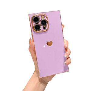 tzomsze square iphone 14 pro case, cute cases full camera protection, reinforced corners tpu cushion shockproof edge bumper cover iphone 14 pro phone case [6.1 inches] -purple