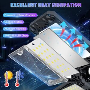 2 Pack LED Garage Light,200W Garage Light 20000lm Deformable Garage Lights Ceiling Shop Light with 7+1 Adjustable Panel,6500K Daylight Folding Screw in Garage Lighting Bulb E26/E27 for Workshop Garage