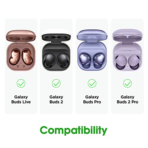 Fintie Case for Samsung Galaxy Buds 2 Pro (2022) / Galaxy Buds 2 (2021) / Galaxy Buds Pro (2021) / Galaxy Buds Live (2020) - Soft TPU Clear Anti-Scratch Protective Cover with Carabiner, Crystal Purple