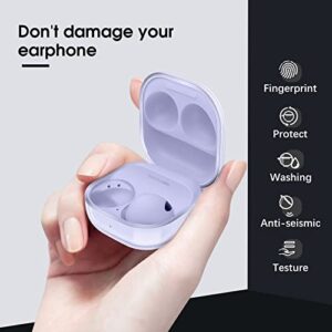 Fintie Case for Samsung Galaxy Buds 2 Pro (2022) / Galaxy Buds 2 (2021) / Galaxy Buds Pro (2021) / Galaxy Buds Live (2020) - Soft TPU Clear Anti-Scratch Protective Cover with Carabiner, Crystal Purple