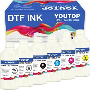 youtop 6pk dtf ink for pet film heat transfer printing refill for dtf printer with epson printhead l1800 l805 i3200 4720 dx5 dx7 tx800 5113 xp600 xp15000 (500ml)