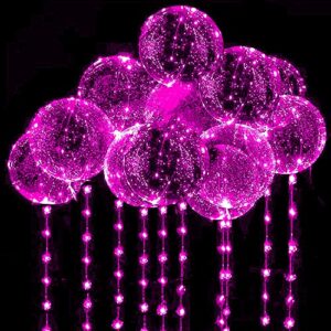 10 packs led bobo balloons,transparent led light up balloons,helium style glow bubble balloons with string lights for party birthday wedding festival decorations (pink)