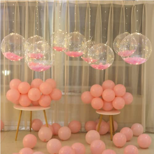 10 PACKS LED Bobo Balloons,Transparent LED Light Up Balloons,Helium Style Glow Bubble Balloons with String Lights for Party Birthday Wedding Festival Decorations (Pink)