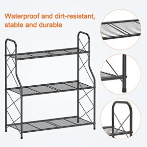 Kufutee 3 Tier Plant Stand Rack Indoor Outdoor Multiple Holder Shelf,Black