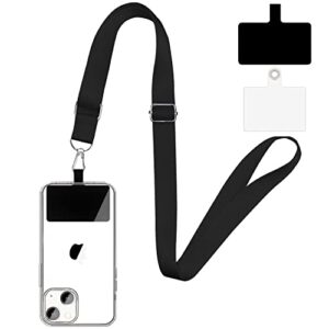 bfsd·dm phone lanyard,cell phone lanyards for around the neck,adjustable nylon phone strap crossbody compatible with most smartphones with full coverage case(black)