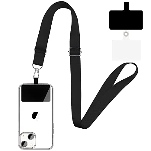 BFSD·DM Phone Lanyard,Cell Phone Lanyards for Around The Neck,Adjustable Nylon Phone Strap Crossbody Compatible with Most Smartphones with Full Coverage Case(Black)