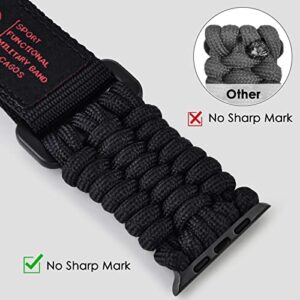 CAGOS Compatible with Apple Watch Band 49mm 45mm 44mm 42mm, Rugged Survival Paracord Nylon Strap Braided Sport Loop for iWatch Bands Ultra 2 Series 9 8 7 6 5 4 3 2 1 SE Men, Black L