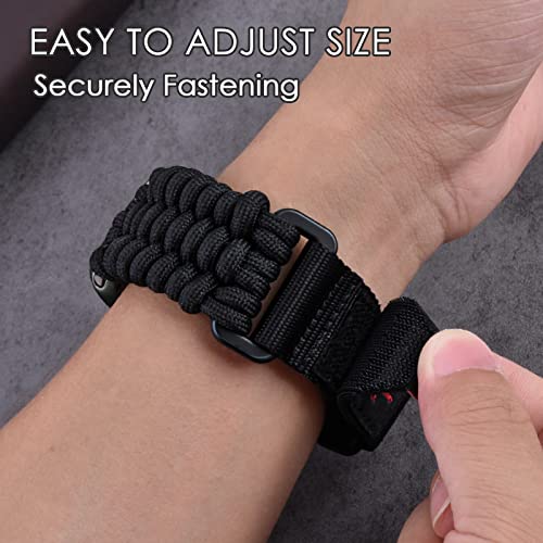 CAGOS Compatible with Apple Watch Band 49mm 45mm 44mm 42mm, Rugged Survival Paracord Nylon Strap Braided Sport Loop for iWatch Bands Ultra 2 Series 9 8 7 6 5 4 3 2 1 SE Men, Black L