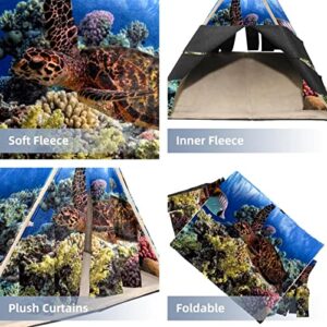 Turtle Underwater Sea, Guinea Pig Bed Washable Small Animal Hideout, Hamster Cage Accessories for Gerbils Chipmunks Squirrels Hedgehogs Guinea Pigs