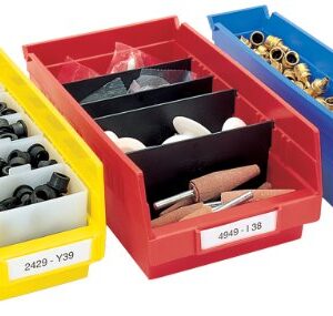 Akro-Mils 30120 Plastic Nesting Shelf Bin Box, (12-Inch x 4-Inch x 4-Inch), Blue, (24-Pack) & 40120 Crosswise Width Plastic Divider for 30120, 30128, 30124 Shelf Bin Storage Bins, Black, (24-Pack)