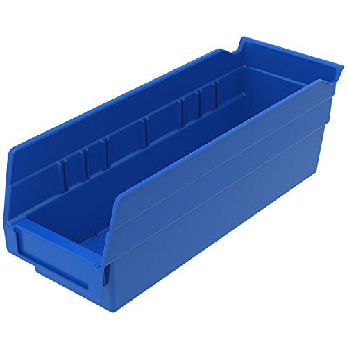 Akro-Mils 30120 Plastic Nesting Shelf Bin Box, (12-Inch x 4-Inch x 4-Inch), Blue, (24-Pack) & 40120 Crosswise Width Plastic Divider for 30120, 30128, 30124 Shelf Bin Storage Bins, Black, (24-Pack)