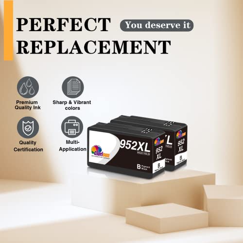 Clorisun 952 952XL Black Ink Cartridge Combo Pack Replacement for HP OfficeJet Pro 8710 7740 8720 8715 8210 8740 8702 7720 8725 8700 8730 Printer Ink (2 Black, 2Pack)