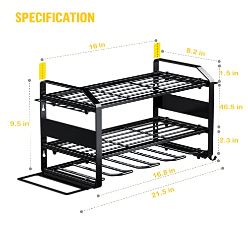 Power Tool Organizer Wall Mounted, 4 Tool Drill Holders with 4 Hangers, Garage Tool Organizers and Storage, Utility Storage Rack, Floating Tool Shelf for Drill and More, Gift for Father