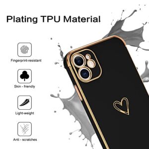 BENTOBEN iPhone 12 Case, iPhone 12 Phone Case, Cute Heart Pattern Slim Fit Soft Flexible Shockproof TPU Bumper Protective Women Girls Boys Men Non-Slip Lightweight Cover for iPhone 12 6.1 Inch, Black