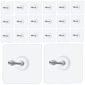 yuearn 20 pack wall hooks for hanging, adhesive hooks heavy duty, wall hangers without nails for wall mount shelf, waterproof rustproof for kitchen, bathroom, home, office (18mm)/13 lb(max)