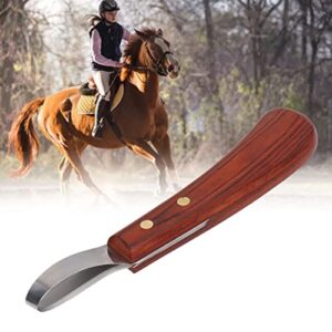 KUIDAMOS Hoof Knive Razor,Farrier Hoof Loop Knife Farrier Supplies Stainless Steel Blade Rubber with Wood Handle Cattle Horse Hoof Cutter for Farrier Tool