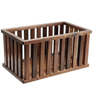 magigo extra large rectangular solid walnut storage basket, natural wood storage bins for organizing, wooden and decorative for organizing at home 20 x 10 x 10 inches