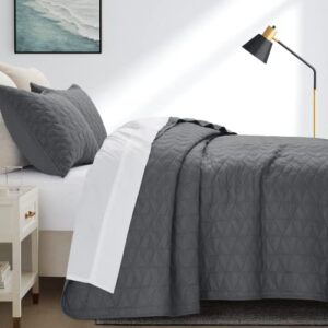 Dreamhood Full/Queen Quilt Bedding Set, Grey Pattern Polyester Bedspread Set, Lightweight Quilts Breathable Coverlet Set, Ultra Soft for All Season (1 Quilt, 2 Pillow Shams)