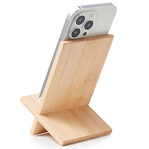 FadyDail Bamboo Cell Phone Stand with Charging Hole, Detachable Wood Mobile Phone Holder for Desk Tablet Stand Wooden Desktop Dock Cradle for iPhone iPad Samsung and All Smartphones