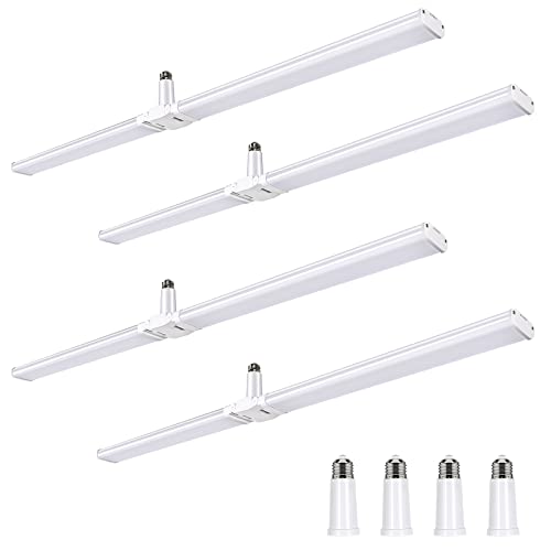 4 Pack 4FT LED Shop Light, Deformable LED Shop Light, E26 Base Easy Installstion Shop Lights Fixture, 6000LM, 50W [250W Equivalent], 5000K Daylight Shop Lights for Garages, Workshops, Basements, ETL