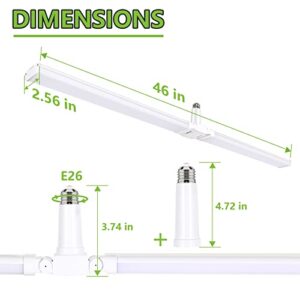 4 Pack 4FT LED Shop Light, Deformable LED Shop Light, E26 Base Easy Installstion Shop Lights Fixture, 6000LM, 50W [250W Equivalent], 5000K Daylight Shop Lights for Garages, Workshops, Basements, ETL