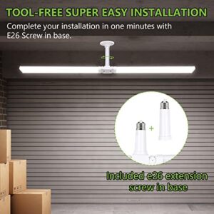 4 Pack 4FT LED Shop Light, Deformable LED Shop Light, E26 Base Easy Installstion Shop Lights Fixture, 6000LM, 50W [250W Equivalent], 5000K Daylight Shop Lights for Garages, Workshops, Basements, ETL