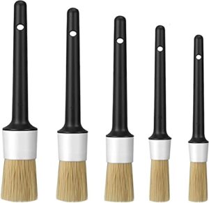 detailing brush set, 5 pcs soft automotive detail brushes, different sizes car detailing brushes for cleaning wheels, interior, exterior, engine