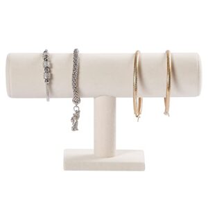pangkeep bracelet holder,bracelet organizer display stand,beige velvet t-bar jewelry display stand for selling.