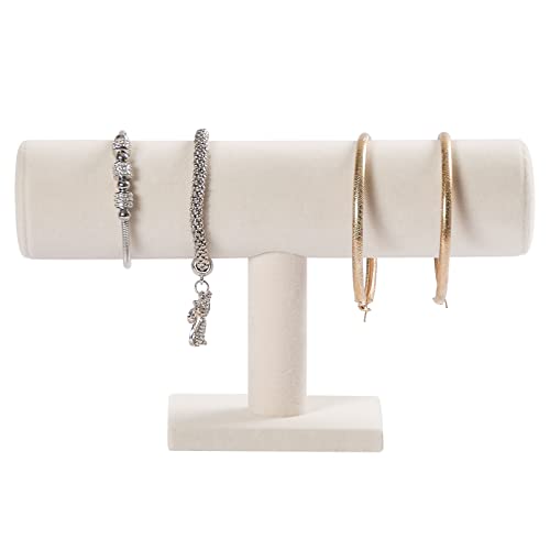 Pangkeep Bracelet Holder,Bracelet Organizer Display Stand,Beige Velvet T-bar Jewelry Display Stand for Selling.