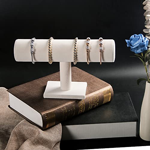 Pangkeep Bracelet Holder,Bracelet Organizer Display Stand,Beige Velvet T-bar Jewelry Display Stand for Selling.