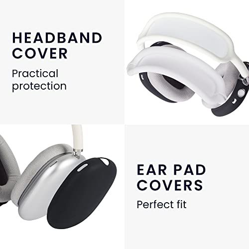 kwmobile Silicone Headband and Ear Pads Cover Set Compatible with Apple Airpods Max - Covers - White/Black