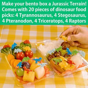 Musuubi Japan Dinosaur Food Picks for Kids- 20 Dinosaur Bento Food Picks/Food Sticks for Kids Lunches, Lunch Box, and Bento Box