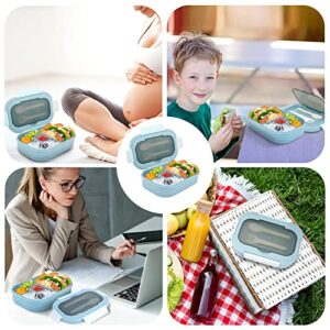 Bento Box for Kids,1.3L Bento Box Adult Lunch Box,Lunch Box Container for Kid/Adults/Toddler,Bento Boxes with 4 Compartment&Utensiles,Leak Proof,Microwave/Dishwasher/Freezer Safe(Light Blue)