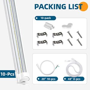 Barrina 8FT LED Shop Light, 100W 15000LM 5000K, Clear Cover Linkable LED Tube Lights, V Shape Integrated T8 LED Lighting, LED Ceiling Lights for Garage, Warehouse, Workshop, ETL Listed,10 Pack