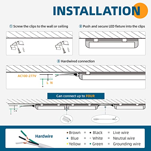 Barrina 8FT LED Shop Light, 100W 15000LM 5000K, Clear Cover Linkable LED Tube Lights, V Shape Integrated T8 LED Lighting, LED Ceiling Lights for Garage, Warehouse, Workshop, ETL Listed,10 Pack