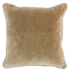 benjara hillary 18 inch square velvet decorative throw pillow, welt cord, yellow