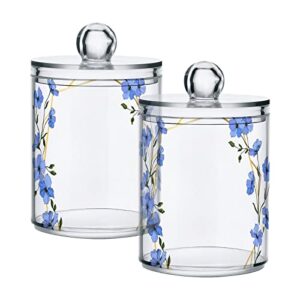 sletend 2 pack plastic qtips holder floral flower bathroom organizer canisters for cotton balls/swabs/pads/floss,plastic apothecary jars for vanity