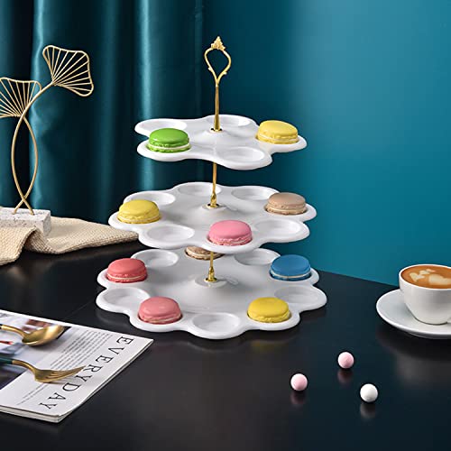 Tosnail 3 Packs 3 Tiers Plastic Cupcake Stand Dessert Stand, Tiered Serving Trays with Gold Rod, Cake Stand, Party Serving Trays Candy Pastry Holders for Wedding and Party - 23 Cavity