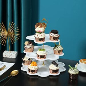 Tosnail 3 Packs 3 Tiers Plastic Cupcake Stand Dessert Stand, Tiered Serving Trays with Gold Rod, Cake Stand, Party Serving Trays Candy Pastry Holders for Wedding and Party - 23 Cavity