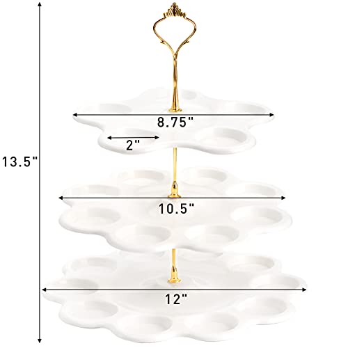 Tosnail 3 Packs 3 Tiers Plastic Cupcake Stand Dessert Stand, Tiered Serving Trays with Gold Rod, Cake Stand, Party Serving Trays Candy Pastry Holders for Wedding and Party - 23 Cavity