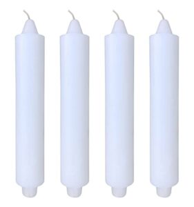 4 pack unscented club candles 9'' x 1½'' with 7/8'' base fits standard candle holder including the booklet ''candle factoids trivia & safety guidelines'' made in the usa (white)