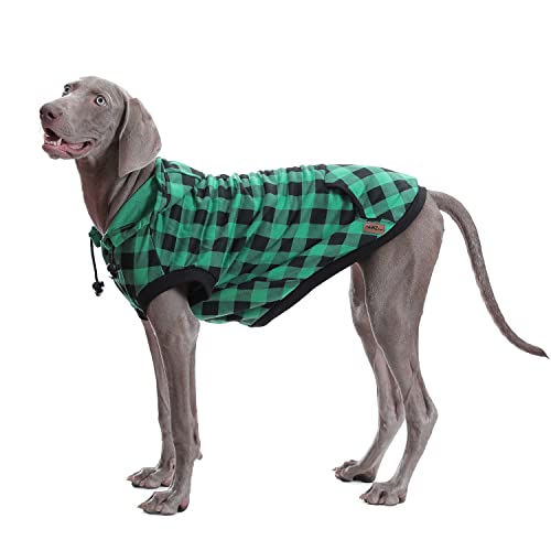 PAWZ Road Dog Coat Plaid Dog Sweater British Style Dog Vest Windproof Dog Jacket Dog Winter Clothes for Small Medium Large Dogs from Size S to 3XLarge-Green Plaid S