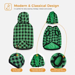 PAWZ Road Dog Coat Plaid Dog Sweater British Style Dog Vest Windproof Dog Jacket Dog Winter Clothes for Small Medium Large Dogs from Size S to 3XLarge-Green Plaid S