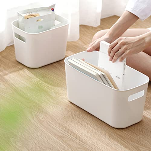 Cabilock Storage Container Basket Bin Handles with Stackable for Shower Pantry Sasket Clo Storage Baskets Shelves Size Sundries White L Table Crates Desktop Bathroom Kitchen Bag Toiletry