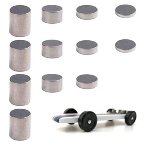muunn 3.25oz cylindrical tungsten weights for pinewood cars derby, make the faster pine derby car,4 different sizes of cylinders to speed up your car