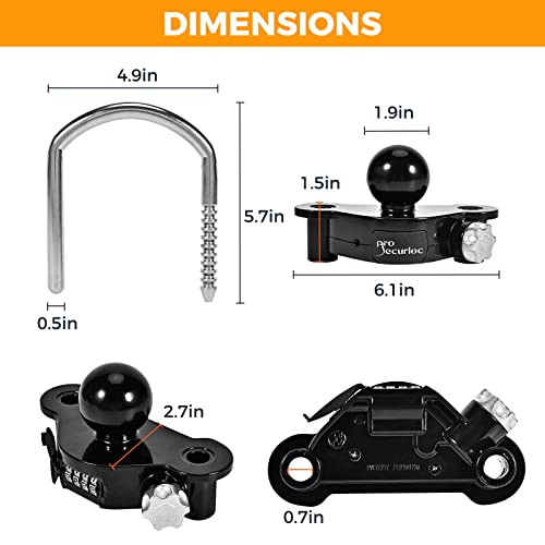 HonesaLoc Trailer Hitch Locks U-Shape Universal Adjustable Storage Security Heavy Duty Patent Design Trailer Coupler Lock with Combination Lock - Black