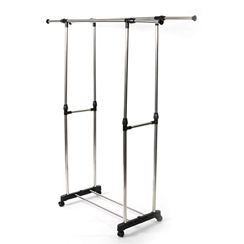 Ochine Adjustable Height and Width Rolling Metal Clothes Rack Height Adjustable Clothes Rack Portable Clothing Rack Rolling Garment Rack Hanging Rack Rolling Clothes Organizer Chrome Garment Rack