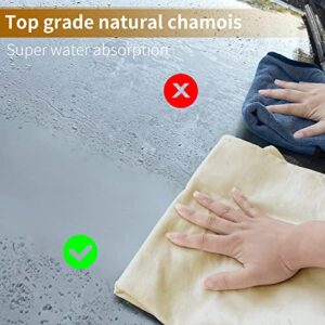 Chamois Cloth for Car, Car Wash Drying Towels Extra Large 37.8'' X 26''(6.8 Sq Ft), Super Absorbent Lint Free Rags, Nature Chamois Cloth for Window, Floors, Cabinet, Table, Drying Dogs and More